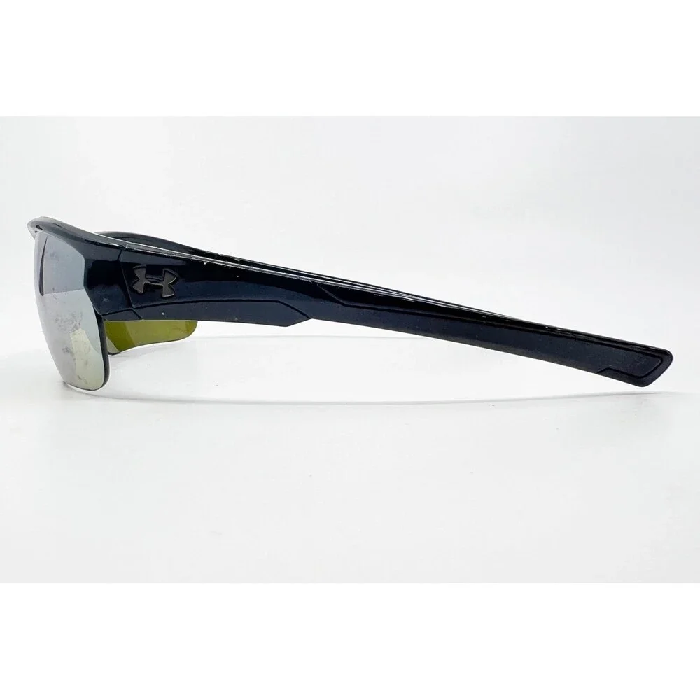 Under Armour Propel Sunglasses Mens Black Sport Wrap Semi-Rimless Mirror Lens